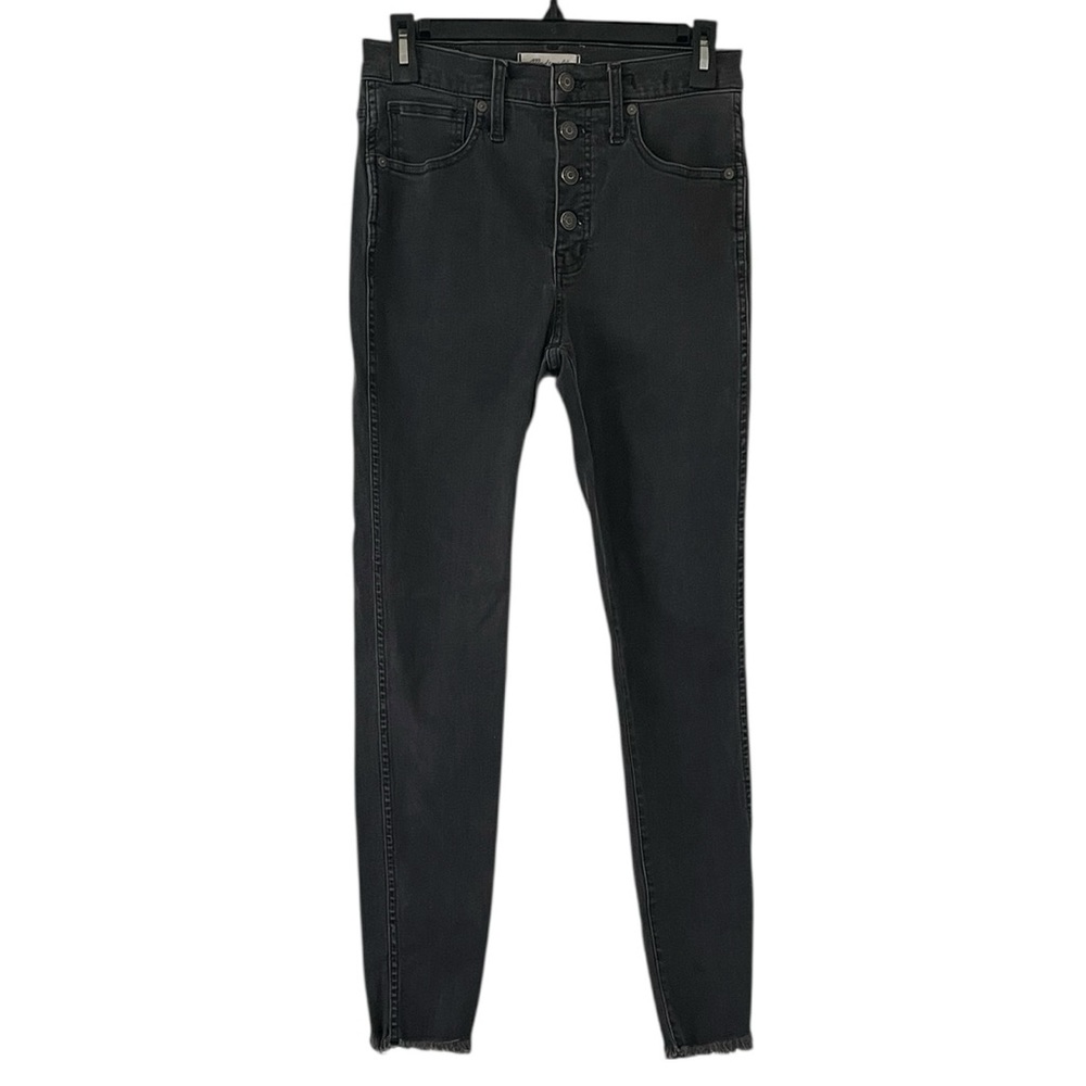 Madewell Women's Charcoal Gray Frayed Hem 10" High Rise Skinny Jeans Size 27